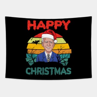 Retro Joe Biden Funny Halloween Happy Christmas Santa Hat Tapestry