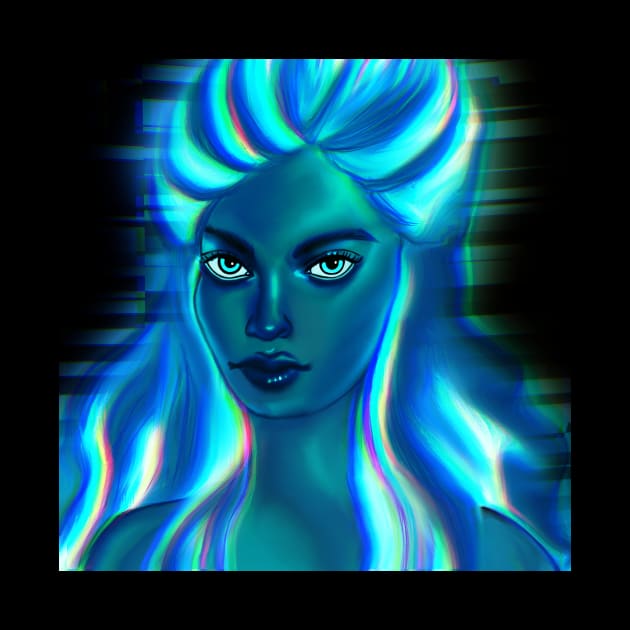 Neon Blue Hair woman by galaxieartshop