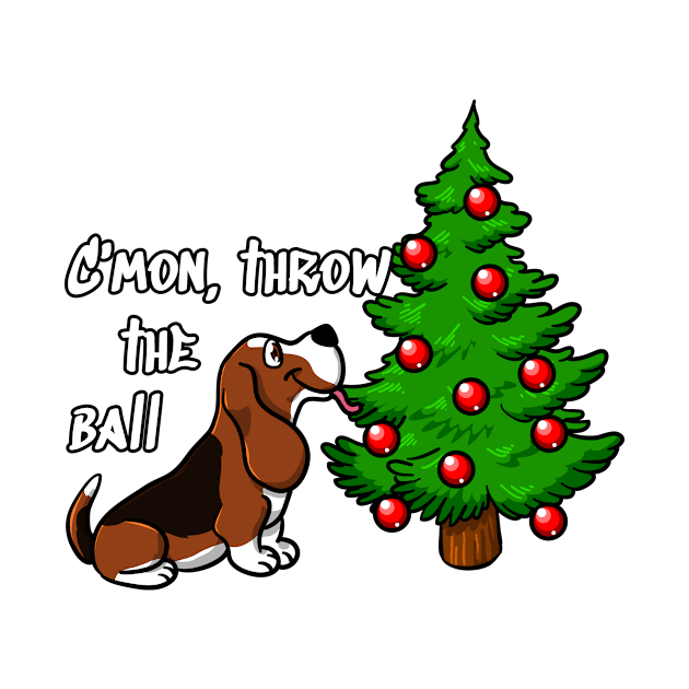 Funny Basset Hound C'mon Throw The Ball Christmas by blacklines
