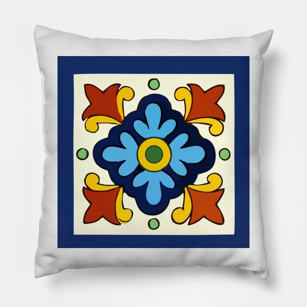 Talavera Playful Green Dot Pillow by jgeiger714