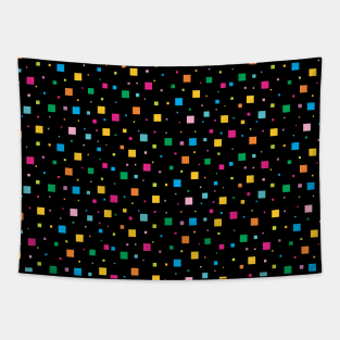 Square Mania-Various colored squares isolated in a black dark space -All over minimalistic print design Tapestry