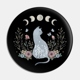 flower and cat Pin