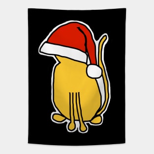 Yellow Cat in a Christmas Santa Hat Tapestry