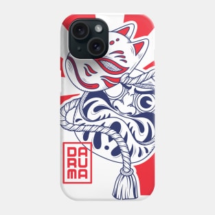 Daruma doll with kitsune mask japanese style illustration Phone Case