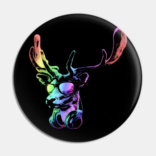 Deer DJ Neon Cool and Funny Music Animal With Sunglasses And Headphones. Pin