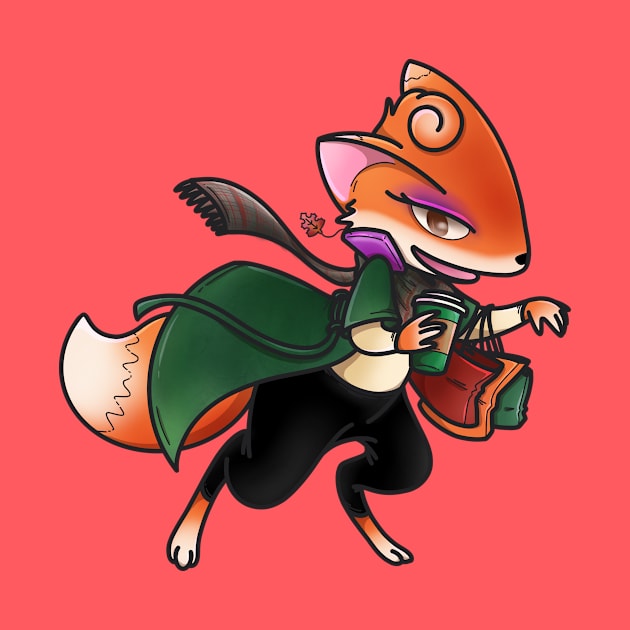 Fall Shopping Fox by candice-allen-art