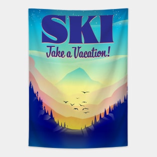 Ski Take a Vacation Tapestry