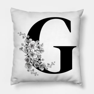 G alphabet Botanical cherry blossom sakura flowers Pillow