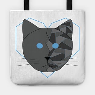 Gray Geometric Cat Tote