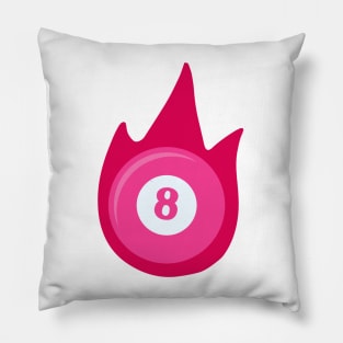 Flaming Pool Billiard Eight Ball in Pink Pillow