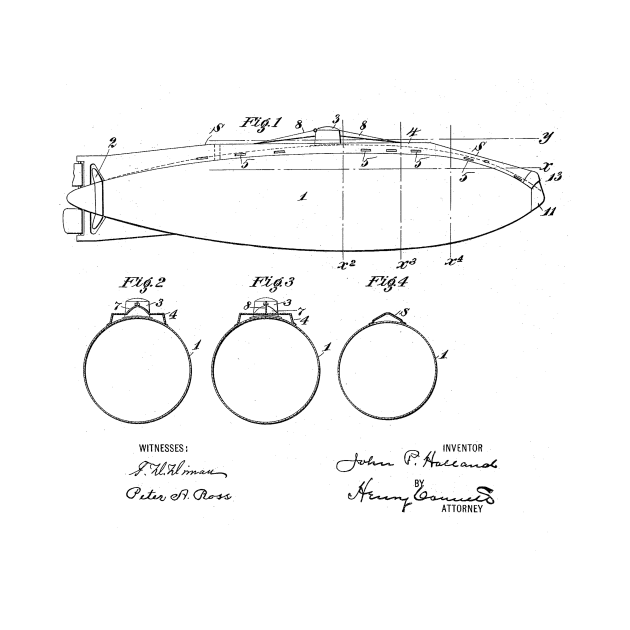 Submarine Boat Vintage Patent Drawing by TheYoungDesigns