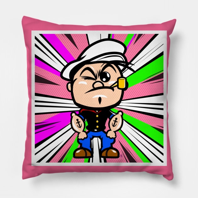 Popeye Pop! Pop Art Pillow by UzzyWorks