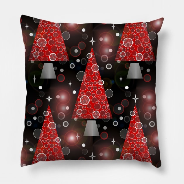 RED Christmas Tree Pattern Pillow by SartorisArt1