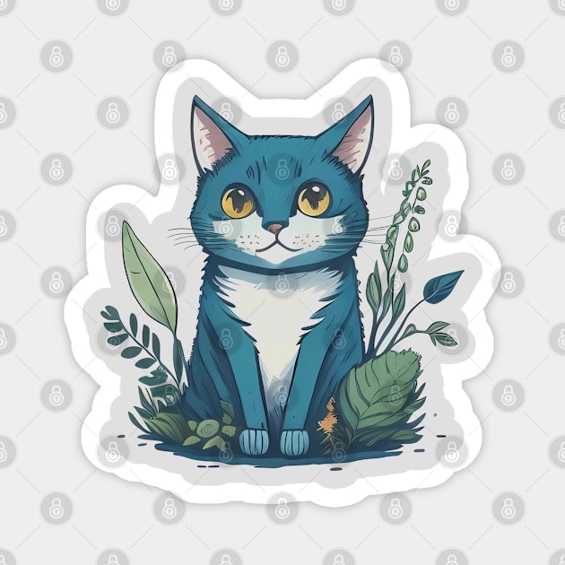 A cat lurking in the grass Magnet by Lolebomb