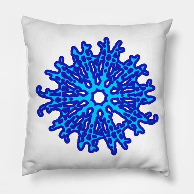 Blue Snowflake Pillow by Anastasiya Malakhova