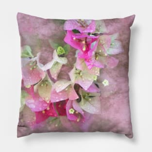 Pink Bougainvillea Flowers Digital Art Pillow