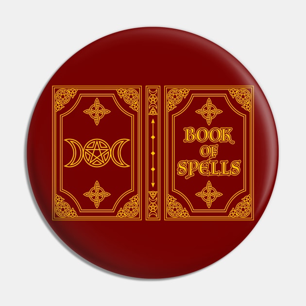 Book of Spells in gold Pin by RavenWake