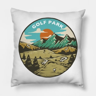 Golf Park Illustration Design Pillow