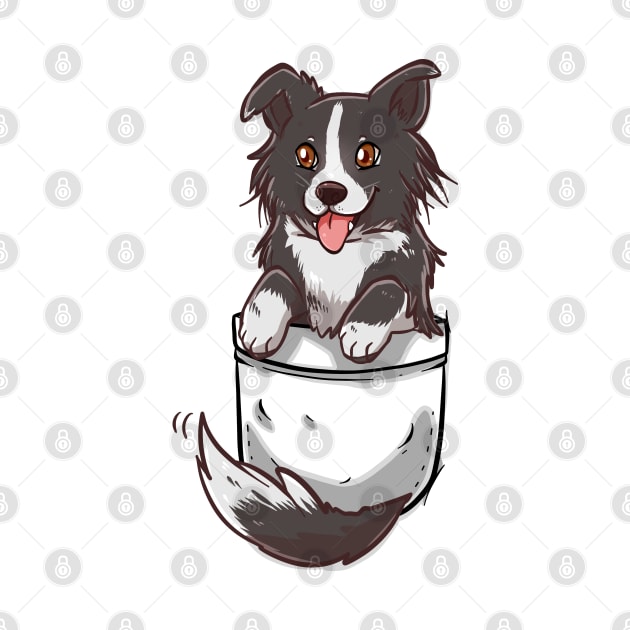 Pocket Cute Border Collie Dog T-Shirt by TechraPockets