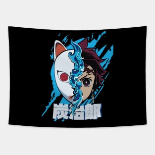 DEMON SLAYER 2: TANJIRO HALF FACE HALF MASK Tapestry