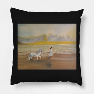 Fairytale oil painting by Tabitha Kremesec Pillow