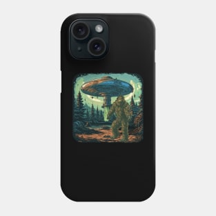 Bigfoot and UFO Flying Saucer Phone Case