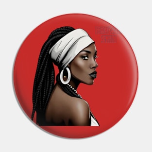 Brown Skin White Head Wrap Beauty Pin