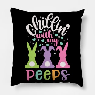 Chillin with my Peeps Funny Easter Bunny Kids Gift Pillow