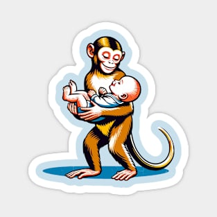 Monkey carrying a baby Magnet