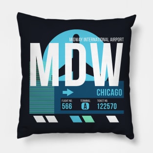 Chicago (MDW) Airport Code Baggage Tag Midway Pillow