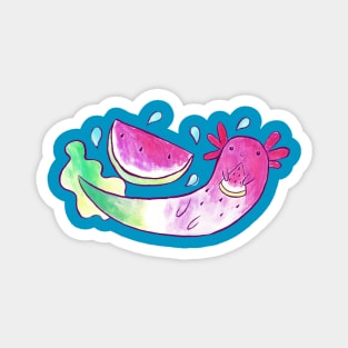 Watermelon Axolotl Watercolor Magnet