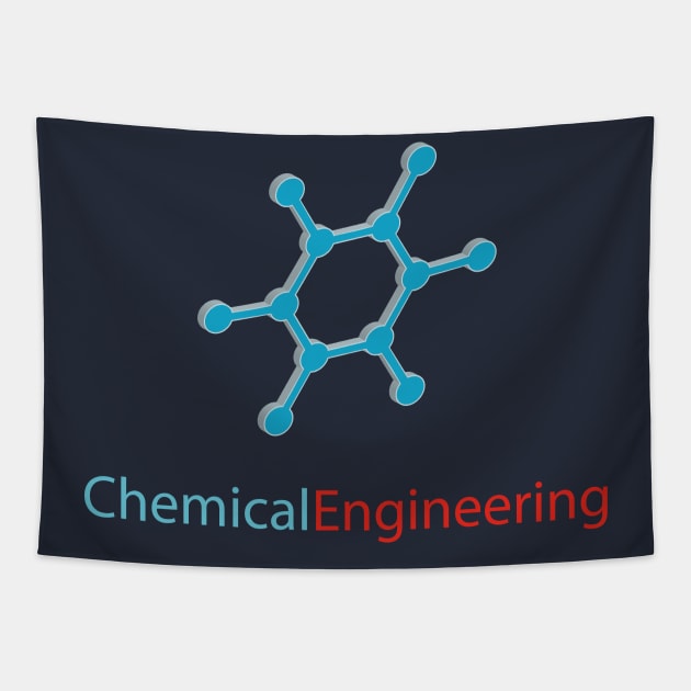 Chemical engineering text with molecule picture Tapestry by PrisDesign99