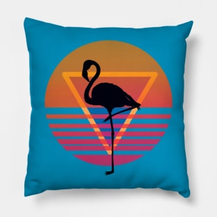 80s Fashion Flamingo Pillow