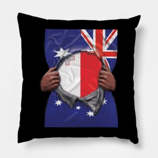 Malta Flag Australian Flag Ripped - Gift for Maltese From Malta Pillow