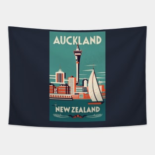 A Vintage Travel Art of Auckland - New Zealand Tapestry