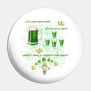 Green Beer and Jello Shots Pin