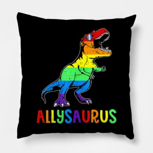 Lgbt Dinosaur Rainbow Flag Ally Lgbt Pride Pillow