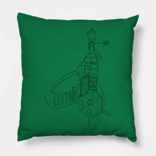 Zombie Ray Gun Blueprint on Emerald Green Pillow