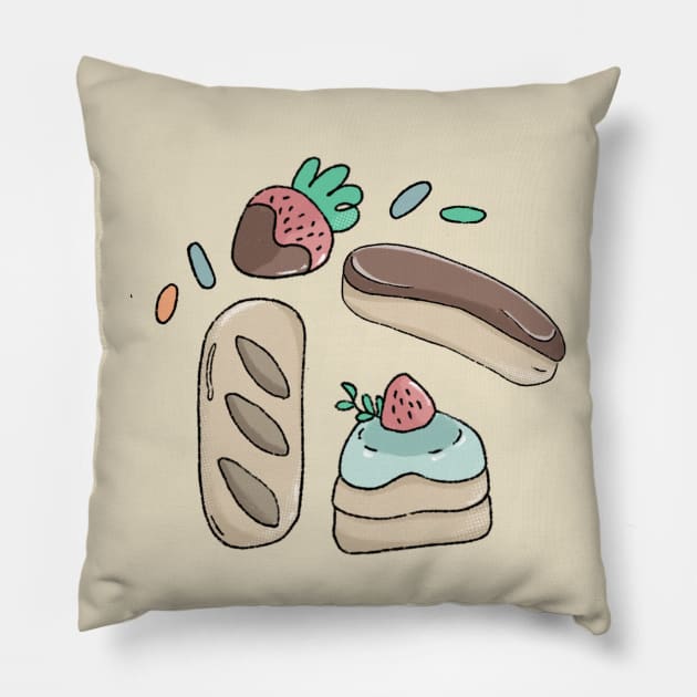 Kawaii Sweet Treats 2 Pillow by BellaSophiaCreative