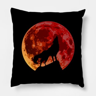 Halloween Blood Moon Wolf Pillow