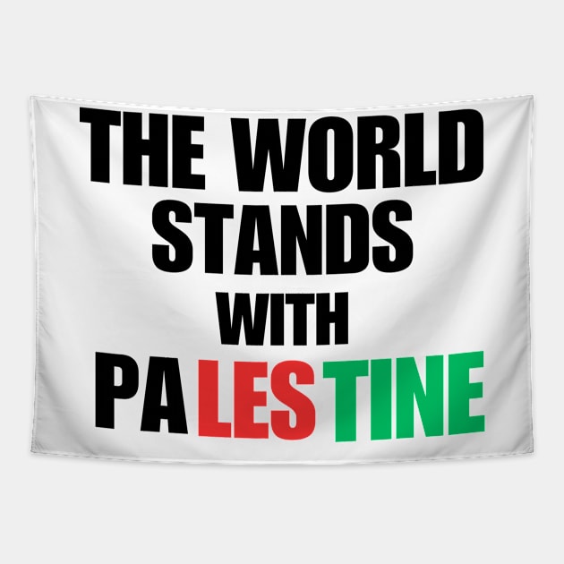 The World Stands With Palestine Tapestry by Mojakolane