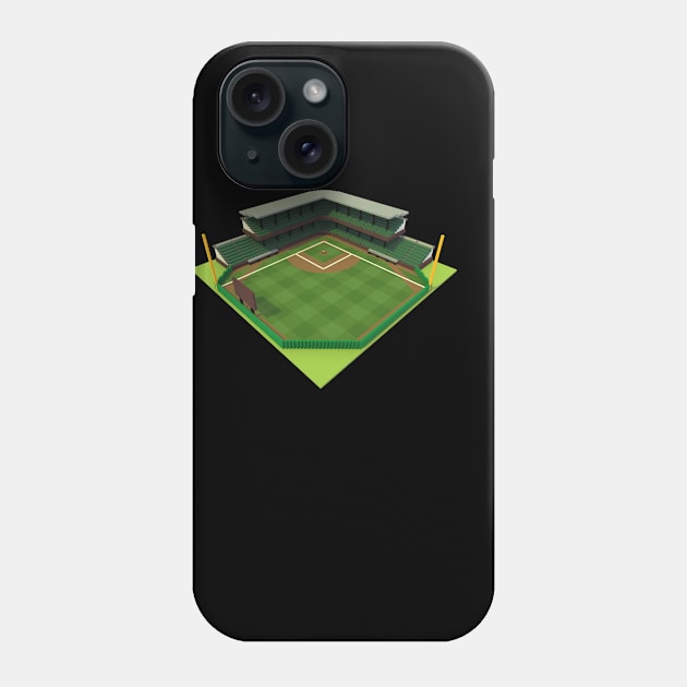 Baseball Stadium Voxel Art Phone Case by PandaSwarm