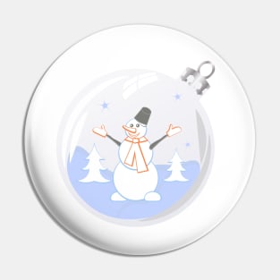 Happy snowman in glass Christmas bauble Pin