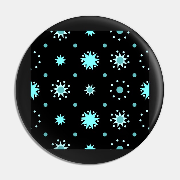 Suns and Dots Cyan on Black Repeat 5748 Pin by ArtticArlo