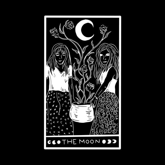 Midnight Margarita Moon - tarot card white line by TheDoodlemancer