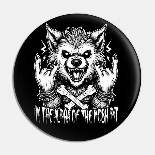 Metalhead Werewolf: Alpha of The Mosh Pit Pin by MetalByte