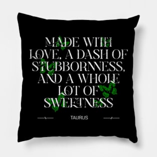 Taurus Coquette Butterfly Quote Zodiac Sign Astrology Birthday Pillow