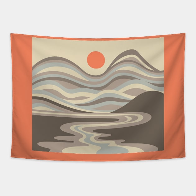 BLOOD MOON Retro Outdoors Nature Desert Landscape in Earth Tones - UnBlink Studio by Jackie Tahara Tapestry by UnBlink Studio by Jackie Tahara