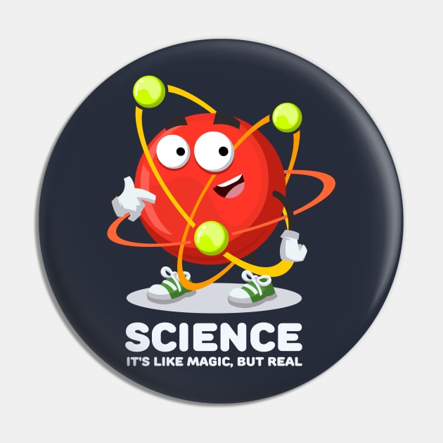 atom mascot showing himself  SCIENCE It's Like Magic, But Real Pin by VizRad