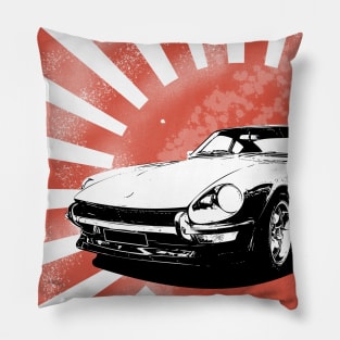 A Datsun 240Z on a weathered rising sun Pillow